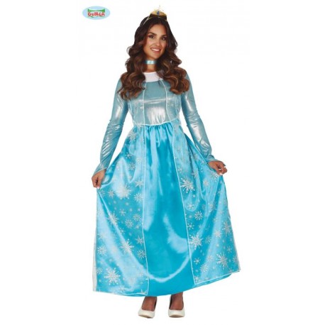 COSTUME CARNEVALE REGINA DELLA NEVE CERCHIET.E VESTITO TG.L PER TRAVESTIMENTI A TEMA PRINCIPESSA ELSA FROZEN NO ACCESSOR