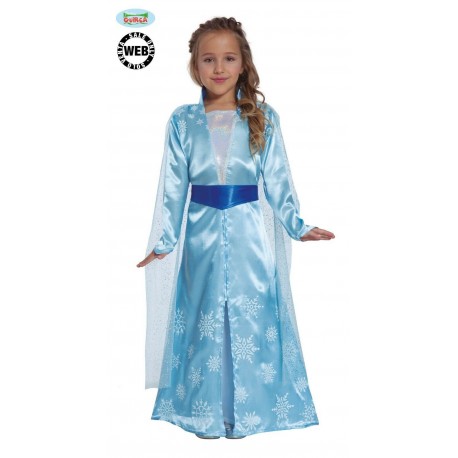 COSTUME CARNEVALE PRINCIPESSA DEL GHIACCIO ELSA 7/9 ANNI VESTITO MANTELLO E CINTURA PRINCIPESSA FROZEN FIABE NO ACCESSOR