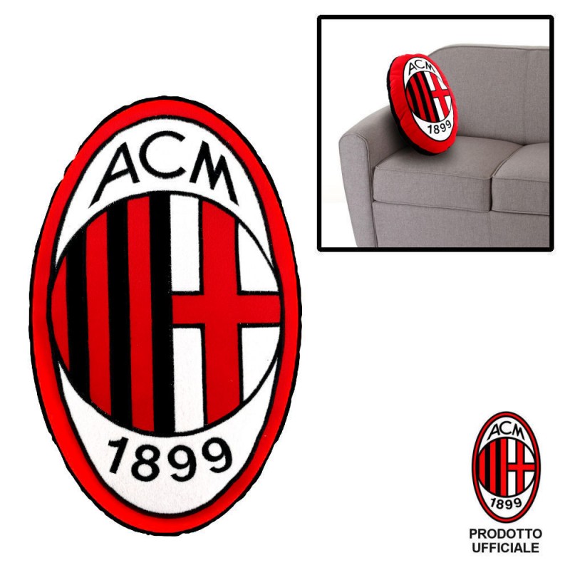 CUSCINO SAGOMATO AC MILAN ORIGINALE 42X25X15CM.ROSSO E NERO CON LOGO A  RILIEVO PRODOTTO UFFICIALE 100% POLIESTERE - Parole e Pensieri