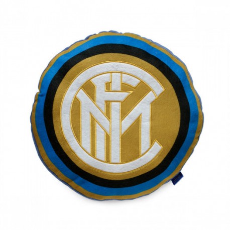 CUSCINO TONDO SAGOMATO MORBIDO FC INTERNAZIONALE ORIGINAL35X35CM.PRODOTTO UFFICIALE NUOVO LOGO 100%POLIESTERE