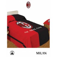 COPRILETTO COTONE 1 PIAZZA SINGOLO AC MILAN 170X270CM ROSSO E NERO CON LOGO CENTRALE PRODOTTO UFFICIALE