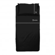 COMPLETO LETTO 1 PIAZZA FC JUVENTUS UFFICIALE NERO CON RICAMO LENZUOLO SOP.150X295 SOTTO C/ANGOL.90X200CM FEDERA 52X80CM