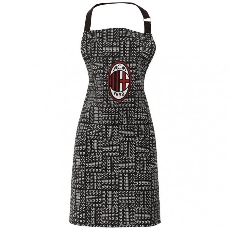 GREMBIULE CON PETTORINA DA CUCINA E BARBEQUE AC MILAN 100% COTONE GROSSO RESISTENTE PRODOTTO UFFICIALE HERMET ITALY