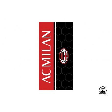 TELO MARE AC MILAN 70X140CM 100% COTONE ROSSONERO CON LOGO IDEALE IN PISCINA/PALESTRA PRODOTTO UFFICIALE HERMET ITALY