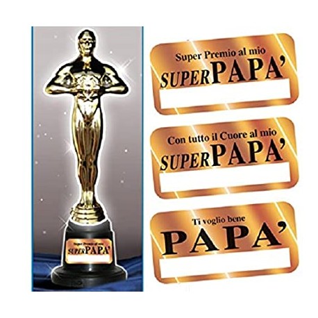 MINI OSCAR/TROFEO PAPA" /MAMMA CON FRASI E DEDICHE. DOR COD.3072