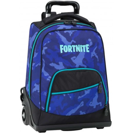 ZAINO TROLLEY SCUOLA ORGANIZZATO BLUE FORTNITE EPIC GAMES 4 ZIP47X36X23CM PROD.UFFICIALE DISTRIB.DA PANINI SCUOLA ITALY