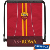 ZAINO A SACCA COULISSE AS ROMA 38X34CM GIALLOROSSO TASCA CON ZIP E LOGO CUCITO PRODOTTO UFFICIALE DA PANINI SCUOLA ITALY