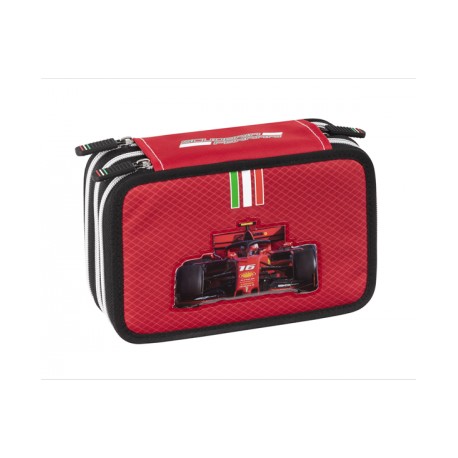 ASTUCCIO SCUOLA 3 ZIP FERRARI KIDS 46PZ.PENNA FRIXION COLORI GIOTTO STAMPA A RILIEVO FERRARI F1 DA PANINI SCUOLA ITALY