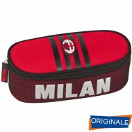 ASTUCCIO OVALE SCUOLA ORGANIZZATO 1 ZIP 22,5X10X7CM AC MILAN TASCA INTERNA CON ZIP PRODOTTO UFFICIALE PANINI SCUOLA