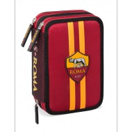 ASTUCCIO CORREDO SCUOLA 3 ZIP AS ROMA 46 PEZZI PENNA CANCELLAB.FRIXION COLORI GIOTTO PROD.UFFICIALE PANINI SCUOLA ITALY