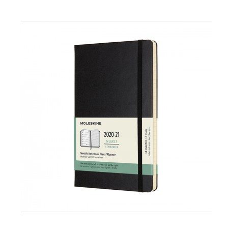 AGENDA MOLESKINE SETTIMANALE 18 MESI 2020/21 WEEKLY NOTEBOOK DIARY PLANNER 13X21CM COPERTINA MORBIDA NERA CON ELASTICO