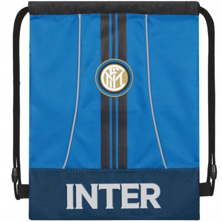 ZAINO A SACCA COULISSE FC INTERNAZIONALE38X34CM NEROAZZURRO CON ZIP E LOGO CUCITO PRODOTTO UFFICIALE PANINI SCUOLA ITALY