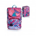 SEVEN SCHOOL PACK SJ GANG SWEET WAVE RODHAMINE RED ZAINO SCUOLA SDOPP.+ ASTUCCIO 3 ZIP INT.45 PEZZI GIOTTO/FRIXION PILOT