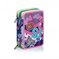 ASTUCCIO SCUOLA 3 ZIP SJ GANG PINKY COLLEGE MULTICOLOR COMPLETO 45 PEZZI GIOTTO/FRIXION PILOT/LYRA/TRATTO/SEVEN ITALY