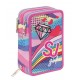 ASTUCCIO SCUOLA 3 ZIP SJ GANG PASTEL RAINBOW MULTICOLOR COMPLETO 45 PEZZI GIOTTO/FRIXION PILOT/LYRA/TRATTO/SEVEN ITALY