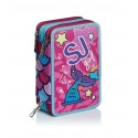 ASTUCCIO SCUOLA 3 ZIP SJ GANG SWEET WAVE GIRL MULTICOLOR COMPLETO 45 PEZZI GIOTTO/FRIXION PILOT/LYRA/TRATTO/SEVEN ITALY