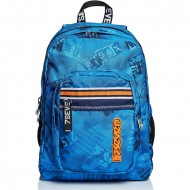 ZAINO FREETHINK SEVEN UPBEAT OCEAN BLUE ZAINO SCUOLA ORGANIZZATO 43X31X21CM 2 ZIP 2 TASCHE C/ ZIP + USB PLUG SEVEN ITALY