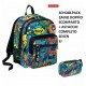 SEVEN SCHOOL PACK SJ GANG EVER WOW JET BLACK MULTICOLOR ZAINO SCUOLA ORGAN.+ ASTUCCIO 3 ZIP 45PEZZI GIOTTO/FRIXION PILOT