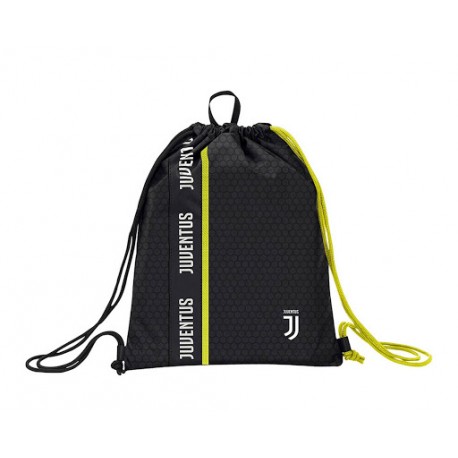 SAKKY BAG ZAINETTO A SACCA CON SPALLACCI FC JUVENTUS GET RADY JET BLACK46X35CM PRODOTTO UFFICIALE SEVEN SPA ITALY