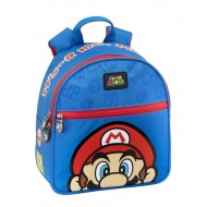 MINI ZAINO BLU SUPERMARIO NINTENDO ORIGINAL29X26X11 ASILO E TEMPO LIBERO 1 ZIP + TASCA CON ZIP ROSSA PANINI SCUOLA ITALY