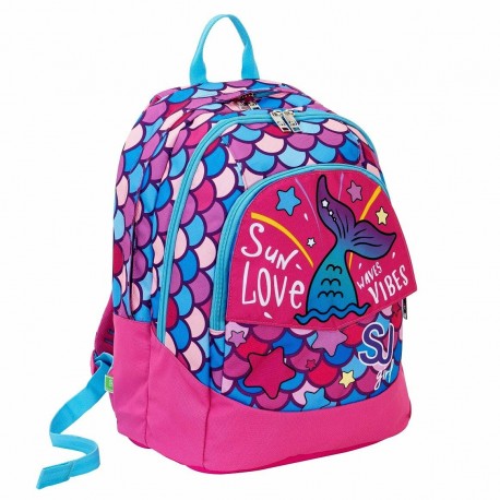 SEVEN SCHOOL PACKSJ GANG SWEET WAVE RODHAMINE RED ZAINO SCUOLA ORGANIZZ.+ASTUCCIO QUICK CASE INT.45 PEZZI GIOTTO/FRIXION