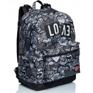 ZAINO SCUOLA ORGANIZZATO SEVEN REVERSIBILE BACKPACK DRAWING LOVE 43X31X24CM 2 ZIP 2 TASCHE ZIP + CUFFIE GARANZ.4 ANNI