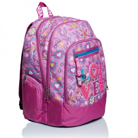 ZAINO SCUOLA ORGANIZZATO SEVEN LOVE ADVANCED WIRELESS SELFIE DEVIGE REM. 43X31X24CM 2 ZIP + 2 TASCHE ZIP GARANZ.4 ANNI