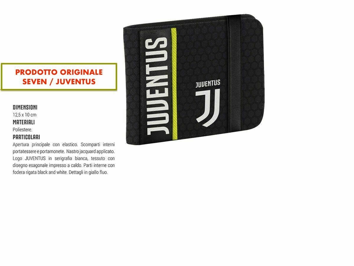 PORTAFOGLIO FC JUVENTUS GET RADY JET BLACK12,5X10CM 2 ANTE TASCA C/ZIP  ELASTICO NERO PRODOTTO UFFICIALE SEVEN SPA ITALY - Parole e Pensieri