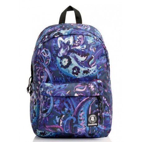 ZAINO AMERICANO INVICTA CARLSON FANTASY CACHEMIRE BLUE BACKPACK 42X30CM 2 ZIP 1 TASCHA CON ZIP GARANZ.4 ANNI SEVEN ITALY