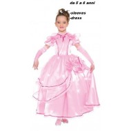 VESTITO CARNEVALE PRINCIPESSA DEI FIORI ROSA 5/6 ANNI