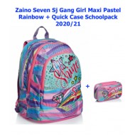 SEVEN SCHOOL PACK SJ GANG PASTEL RAIMBOW VIOLET ZAINO SCUOLA ORGANIZ.+ASTUCCIO QUICK CASE INT.45 PEZZI GIOTTO/FRIXION