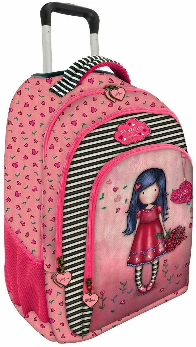 ZAINO SCUOLA TROLLEY 3 CERNIERE LOVE GROWS GORJUSS SANTORO LONDON ORIGINAL  44X33X20CM DISTRIB.DA SANTORO ITALIA MILANO - Parole e Pensieri
