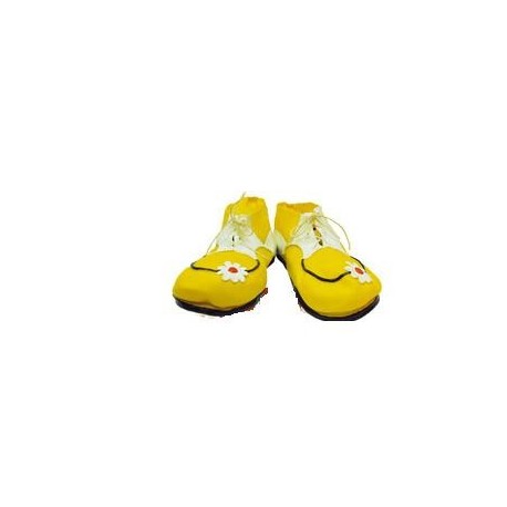 SCARPE RIGIDE CLOWN IN LATTICE COLORE SENAPE E BIANCO CON FIORELLINO TAGLIA UNICA