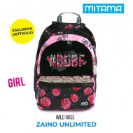 ZAINO SCUOLA ORGANIZZATO + CAPPELLO MITAMA UNILIMITED GIRL WILD ROSE 43X32X19CM SOLO 620GR.PROD.GARANTITO MITAMA ITALY