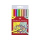 ASTUCCIO 10 EVIDENZIATORI 5 PASTELL +5 NEON PUNTA FINE IMPUGNATURA A FORMA TRIANGOLARE ERGONOMICA GRIP FABER CASTELL