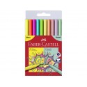 ASTUCCIO 10 EVIDENZIATORI 5 PASTELL +5 NEON PUNTA FINE IMPUGNATURA A FORMA TRIANGOLARE ERGONOMICA GRIP FABER CASTELL