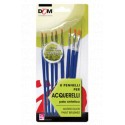 BLISTER 8 PENNELLI PER ACQUERELLI PELO SINTETICO WATERCOLOR PAIN BRUSHES DOM ARTE MILANO CWR ITALY