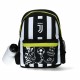 ZAINO ASILO CON BORRACCIA FC JUVENTUS FUTURE LEGACY STRIPE BLACK WITHE 33X25X12CM PRODOTTO UFFICIALE DA SEVEN ITALY