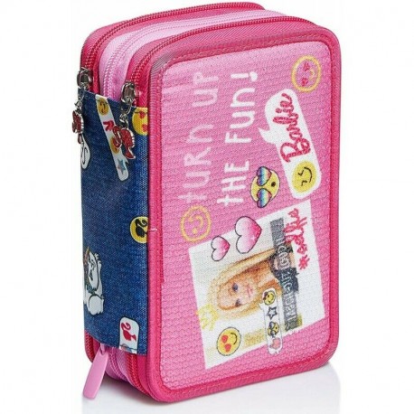 ASTUCCIO SCUOLA 3 ZIP BARBIE MATTEL POWER TO THE GIRL SUMMER ROSE CONTIENE43PZ.GIOTTO/TRATTO CANCELLIK/LYRA.SEVEN ITALY