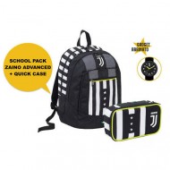 SCHOOL PACK FC JUVENTUS ZAINO ORGANIZZATO 42X33X22CM+ ASTUCCIO 1 ZIP 45PZ.+OROLOGIO DA POLSO PR.UFFICIALE DA SEVEN ITALY