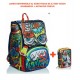 SCHOOL PACK SJ GANG FACCE SJ BOY ZAINO ESTENSIBILE + ASTUCCIO 3 ZIP CONT.45PZ.GIOTTO/PILOT FRIXION/TRATTO SEVEN ITALY