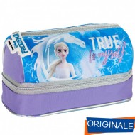 BUSTINA DOPPIO SCOMPARTO PRINCIPESSA ELSA FROZEN II DISNEY 22X11X11CM 2 ZIP LILLA AZZURRO ARGENTO GIOCHI PREZIOSI ITALY