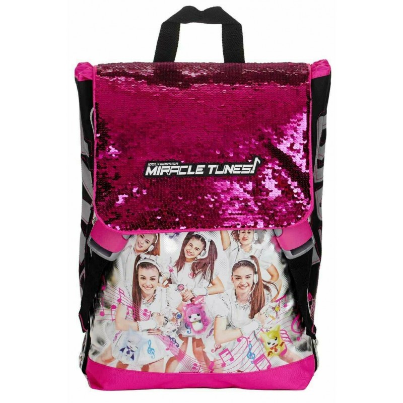 ZAINO SCUOLA ESTENSIBILE MIRACLE TUNES FUCSIA GIRABRILLA IDOL X WARRIOR  ORIGINAL 40X29X13+9CM DA GIOCHI PREZIOSI ITALY - Parole e Pensieri