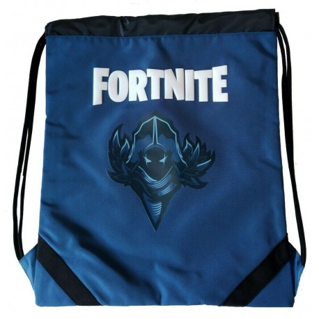 ZAINO A SACCA FORTNITE RAVEN BLU ORIGINAL VIDEO GAMES 41X34CM STAMPA FLORESCENTE SI ILLUMINA AL BUIO.PANINI SCUOLA ITALY