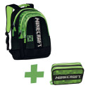 SCHOOL PACK MINECRAFT PIXEL ZAINO SCUOLA ORGANIZZATO+ASTUCCIO 3 ZIP 41PEZZI GIOTTO/FRIXION LYRA.DA PANINI SCUOLA ITALY