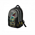 ZAINO SCUOLA ORGANIZZATO 3 ZIP JURASSIC WORLD ORIGINAL ALERT DINOSAUR 43X32X17CM NERO LACCI GIALLI DISTRIB.DA GUT ITALY