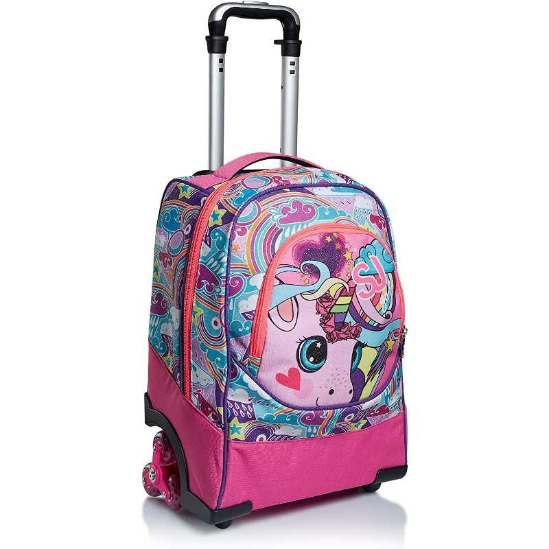 ZAINO TROLLEY SCUOLA 3 WHEELS SJ GANG ANIMALI UNICORNO SJ GIRL RODHAMINE  RED ZAINO ROSA FUXIA DA SEVEN JUNIOR ITALY - Parole e Pensieri