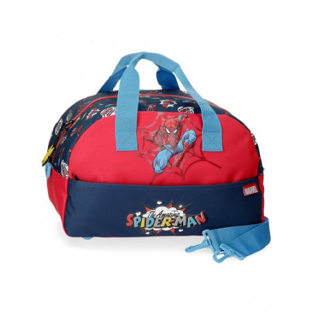 BORSA DA VIAGGIO SPIDER MAN POP MARVEL ORIGINAL 40X25X18CM BLU E ROSSO CON TRACOLLA 1 ZIP ZIP 1 TASCA ESTERNA CON ZIP