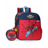 ZAINETTO ASILO SPIDERMAN POP ROSSO E BLU 1 ZIP 2 TASCHE LATERALI+ASTUCCIO 8X8X4CM THE AMAZING MARVEL ORIGINAL 25X23X10CM