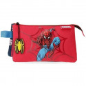 BUSTINA PORTATUTTO SPIDER MAN MARVEL BLU E ROSSA NECESSER DA VIAGGIO/PISCINA/PALESTRA 2 ZIP 3 SCOMPARTI 22X12X5CM